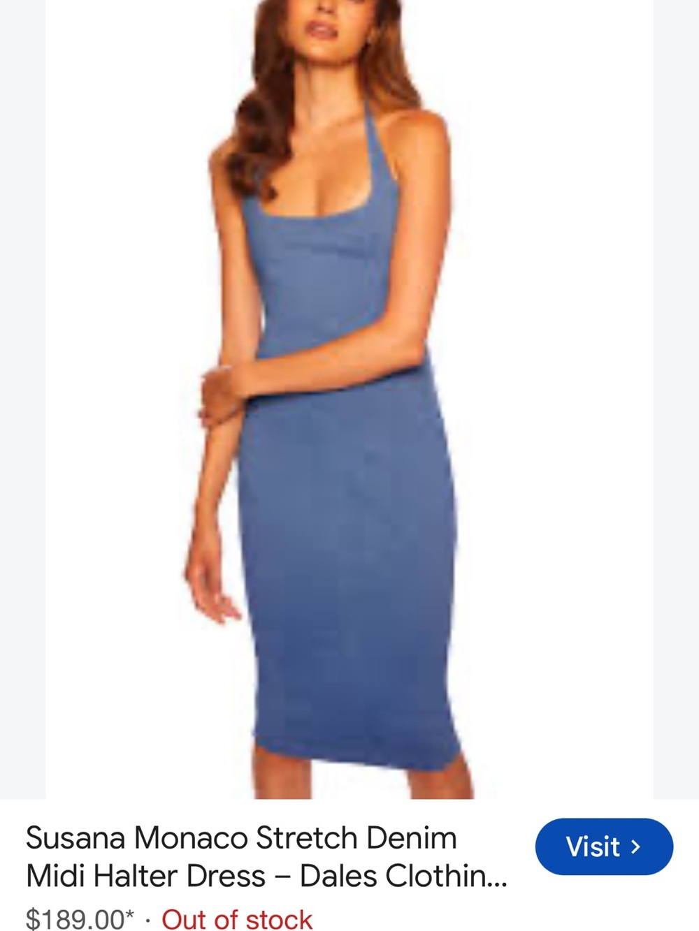 Susana Monaco Dusty Blue Halter Midi Dress